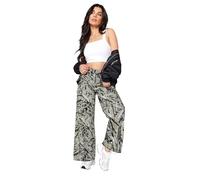 PixieGirl Petite Green & Black Camo Tree Print Cotton Cargo Trousers Petite