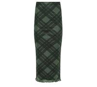 PixieGirl Petite Green Check Print Mesh Maxi Skirt Petite