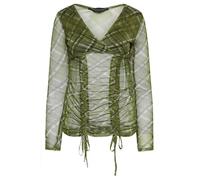 PixieGirl Petite Green Checked Ruched Front Wrap Top Petite