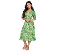 PixieGirl Petite Green Floral Print Midi Tea Dress Petite