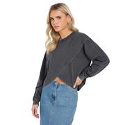 PixieGirl Petite Grey Acid Wash Cross Over Cotton Sweatshirt Petite