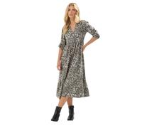 PixieGirl Petite Grey Animal Print Collar Midi Dress Petite