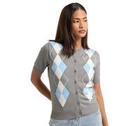 PixieGirl Petite Grey Argyle Cardigan Petite