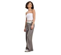 PixieGirl Petite Grey Cross Over Contrast Waistband Trousers Petite