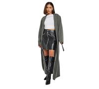 PixieGirl Petite Grey Wash Denim Longline Cotton Trench Coat Petite