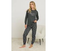 Pixiegirl Petite Heart Cuffed Pyjama Set In Grey Grey 16-18