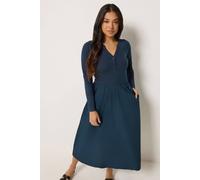 Pixiegirl Petite Henley Cotton Midi Dress In Dark Navy Dark Navy