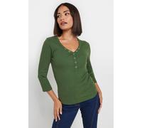 Pixiegirl Petite Henley Top In Dark Green Dark Green 16