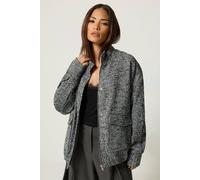 Pixiegirl Petite Herringbone Funnel Neck Jacket In Dark Grey Dark Grey