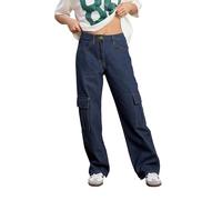 PixieGirl Petite Indigo Blue Non-Stretch Utility Cargo Jeans Petite