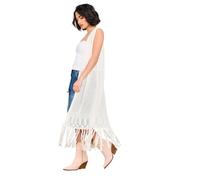 PixieGirl Petite Ivory White Crochet Longline Waistcoat Petite