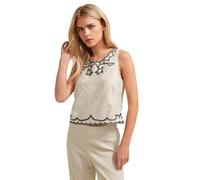 PixieGirl Petite Ivory White Embroidered Sleeveless Top Petite