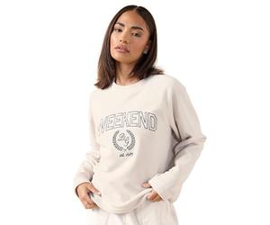 PixieGirl Petite Ivory White 'Weekend' Slogan Fleece Lounge Top Petite