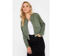Pixiegirl Petite Jersey Bomber Jacket In Light Khaki Light Khaki 10