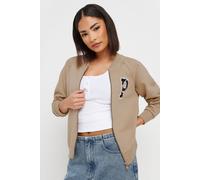 Pixiegirl Petite Jersey Bomber Jacket In Stone Stone 8
