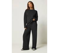 Pixiegirl Petite Jersey Top & Joggers Set In Black Black