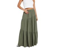 Petite Asymmetric Tiered Maxi Skirt PixieGirl Light Khaki 8