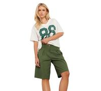 PixieGirl Petite Khaki Green Linen Bermuda Shorts Petite