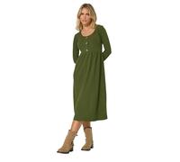 PixieGirl Petite Khaki Green Ribbed Button Midaxi Dress Petite
