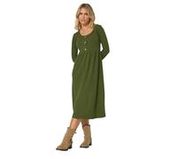 PixieGirl Petite Khaki Green Ribbed Button Midi Dress Petite