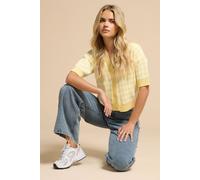 Pixiegirl Petite Knitted Gingham Cardigan In Yellow Yellow 12-14