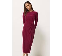 Pixiegirl Petite Knot Front Midi Dress In Burgundy Burgundy
