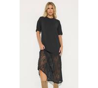 Pixiegirl Petite Lace T-Shirt Maxi Dress In Black Black 14