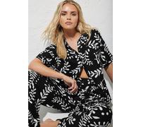 Pixiegirl Petite Leaf Print Shirt In Black Black