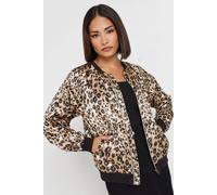 Pixiegirl Petite Leopard Print Bomber In Brown Brown