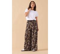 Pixiegirl Petite Leopard Print Crepe Trousers In Brown Brown 18