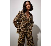 Pixiegirl Petite Leopard Print Long Sleeve Shirt In Brown Brown 10