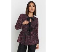 Pixiegirl Petite Leopard Print Peplum Top In Purple Purple