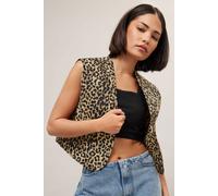 Pixiegirl Petite Leopard Print Quilted Waistcoat In Brown Brown 8