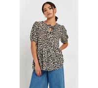 Pixiegirl Petite Leopard Print Smock Top In Black Black 12
