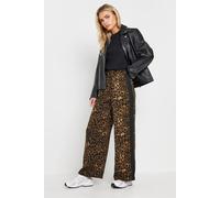 Pixiegirl Petite Leopard Print Striped Wide Leg Trousers In Brown Brown 8