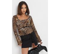 Pixiegirl Petite Leopard Print Top In Brown Brown 14