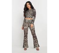 Pixiegirl Petite Leopard Print Top In Brown Brown