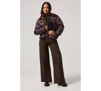 Pixiegirl Petite Leopard Print Wide Leg Jeans In Brown Brown 12