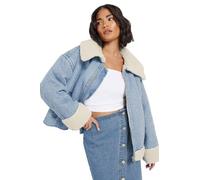 PixieGirl Petite Light Blue Denim Borg Zip Jacket Petite