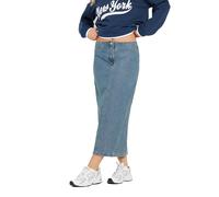PixieGirl Petite Light Blue Denim Seam Cotton Midi Skirt Petite