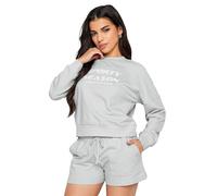PixieGirl Petite Light Grey 'Sporty Season' Slogan Cropped Sweatshirt Petite