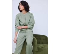 Pixiegirl Petite Linen Bomber Jacket In Green Green