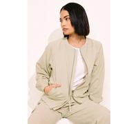 Pixiegirl Petite Linen Bomber Jacket In Stone Stone