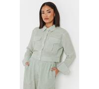 Pixiegirl Petite Linen Stripe Shirt In Green Green 18