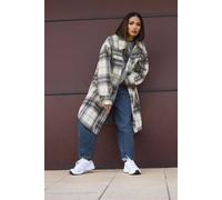 Pixiegirl Petite Longline Printed Shacket In Blue Blue 16