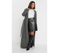 Pixiegirl Petite Longline Trench Coat In Dark Grey Dark Grey 8