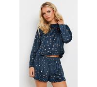 Pixiegirl Petite Luxe Fleece Pyjama Set In Dark Navy Dark Navy 12-14