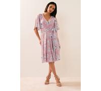 Pixiegirl Petite Mesh Floral Midi Dress In Pink Pink