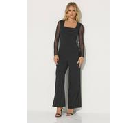 Pixiegirl Petite Mesh Wide Leg Jumpsuit In Black Black 14