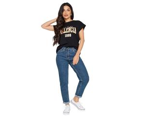 PixieGirl Petite Mid Blue Stretch Denim Mom Jeans Petite